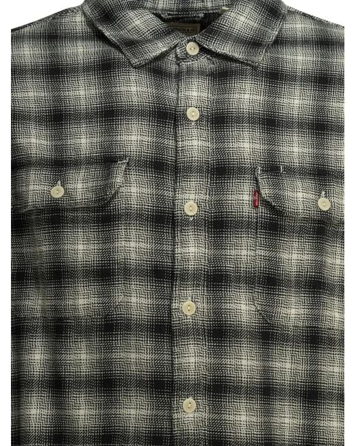Levi's Gray Jackson Worker Check-Pattern Cotton Overshirt for men