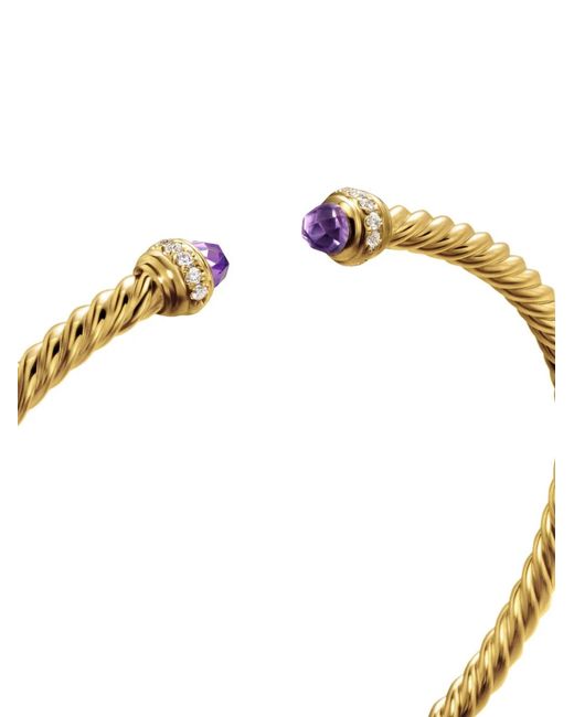 David Yurman Metallic 18Kt Classic Cablespira Diamond Bracelet (3Mm)
