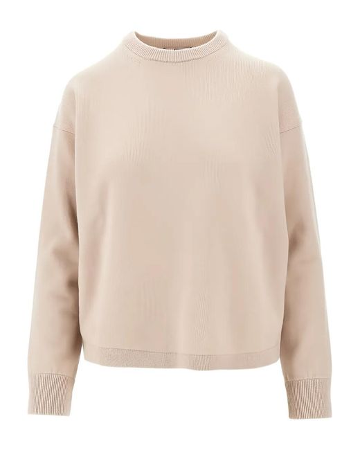 Max Mara Natural Ribbed Long-Sleeve Sweater