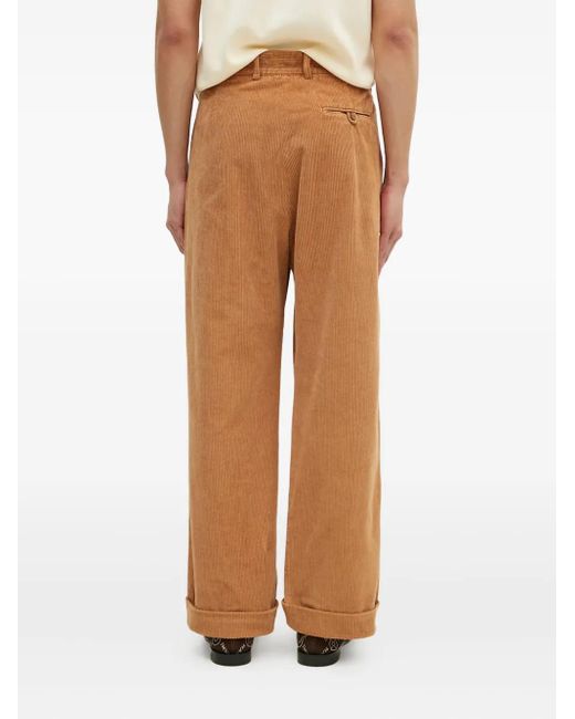 WOOD WOOD Natural Cuffed-Hem Corduroy Trousers for men