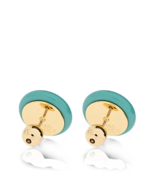 Casablanca Brown Pearl-Embellished Logo Earrings