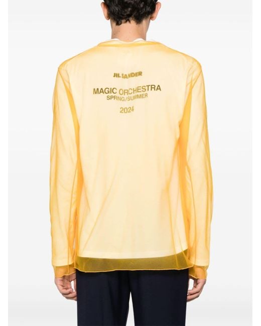 T-shirt en coton à design superposé Jil Sander pour homme en coloris Natural