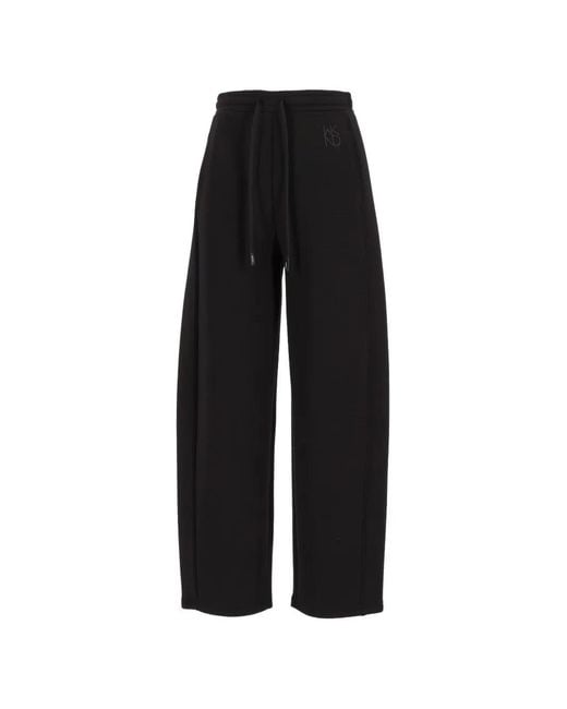 Weekend by Maxmara Black Logo-Embroidered Drawstring Track Pants