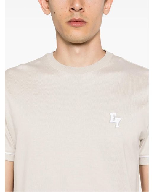 Eleventy White Logo-Embroidered Cotton T-Shirt for men