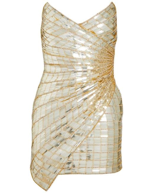 retrofte Aura Embellished Mini Dress in Natural | Lyst