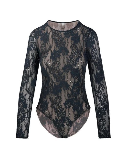 Zimmermann Black Floral-Lace Bodysuit