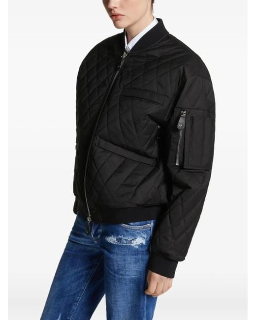 DSquared² Black Quilted Bomber Jacket