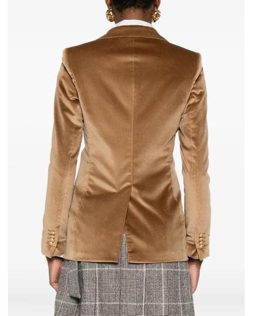 Tagliatore Brown Velvet Patch-Pocket Blazer
