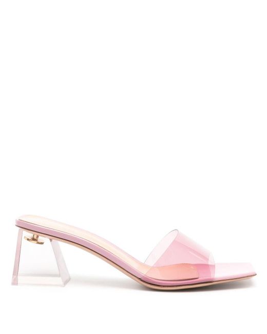 Gianvito Rossi Pink Transparent Block Heel Mules
