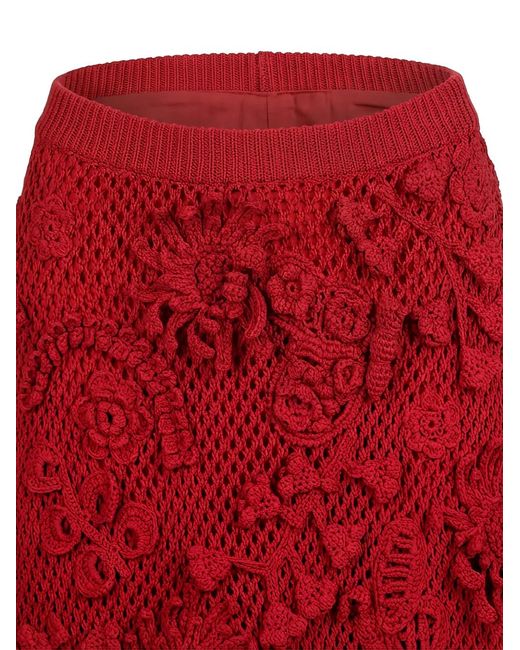 Valentino Garavani Black Floral Appliquéd Skirt