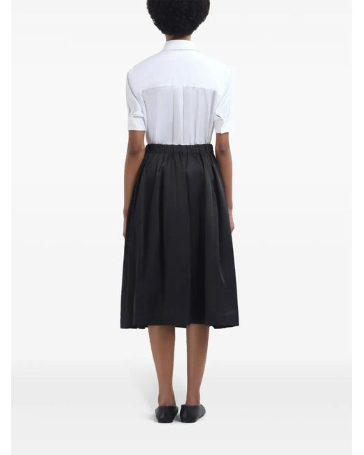 Marni Black Logo-Embroidered Midi Skirt