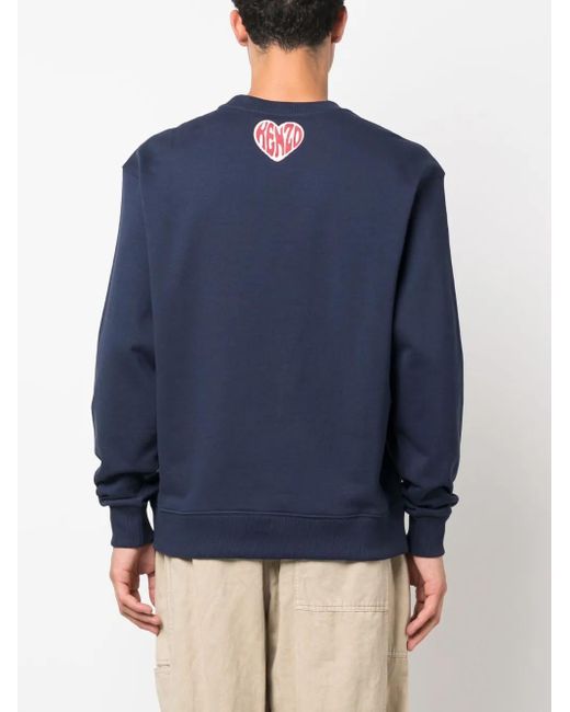 KENZO Blue Logo-Print Cotton Sweatshirt for men