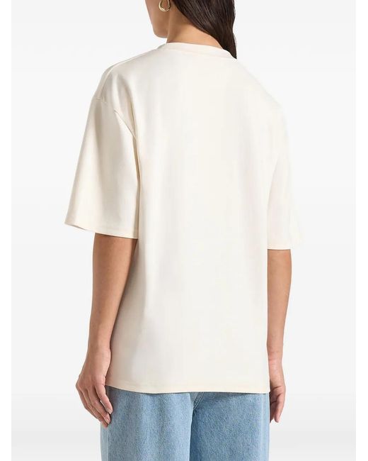 Manière De Voir White Ts008 Floral Eiffel Cotton T-Shirt