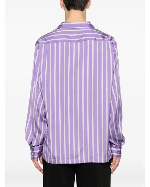 Tom Ford Purple Striped-Pattern Chest-Pocket Shirt for men