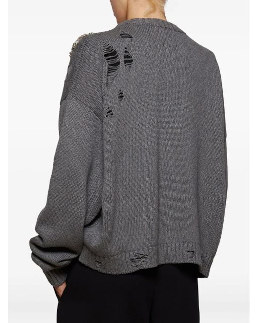 Area Gray Distressed-Cardigan mit Kristallen