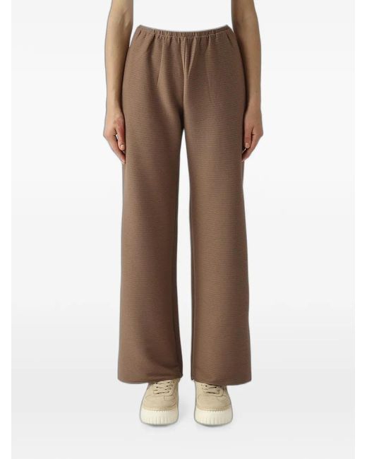 Max Mara Brown Ribbed-Knit Straight-Leg Trousers