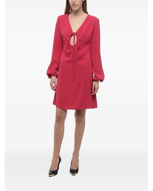 P.A.R.O.S.H. Red Trapeze Lacing-Detail Mini Dress
