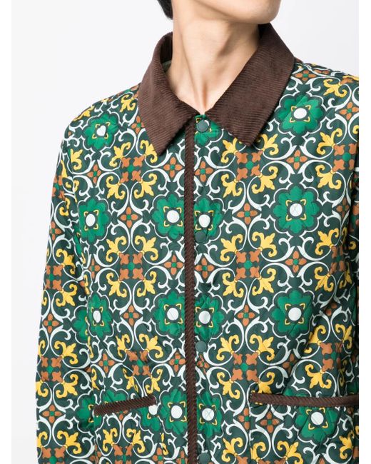 Drole de Monsieur Shirtjack Met Geometrische Print in het Green voor heren