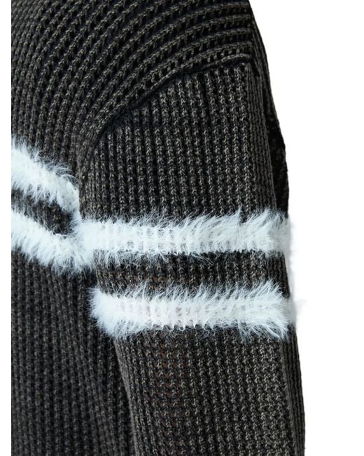 ACHM Black Waffle Stripe Sweater for men