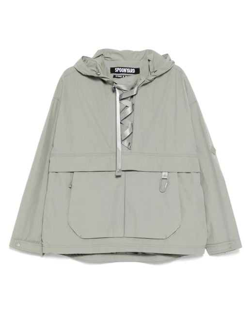 Spoonyard Gray Lace-Up Hooded Jacket