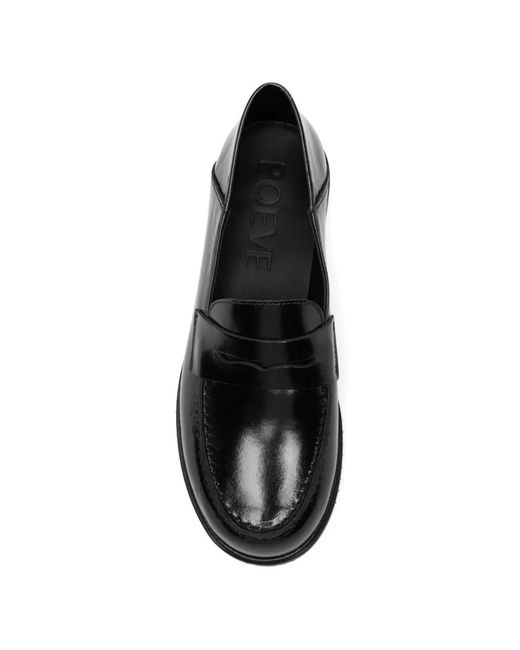 Poeve Black Penny-Strap Loafers