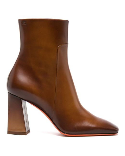 Santoni Brown 90mm Leather Ankle Boots