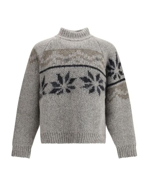 Magliano Gray Norwegian Drunk Mock-Neck Sweater for men