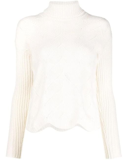 Liska White Pointelle-Knit Jumper