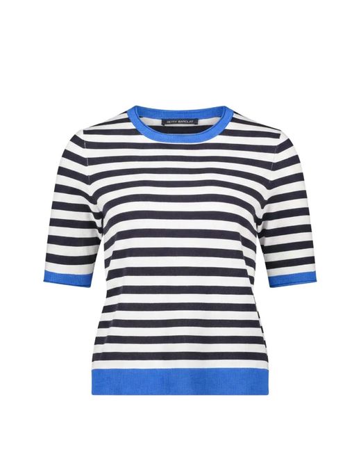 Betty Barclay Blue Striped Short-Sleeve Sweater