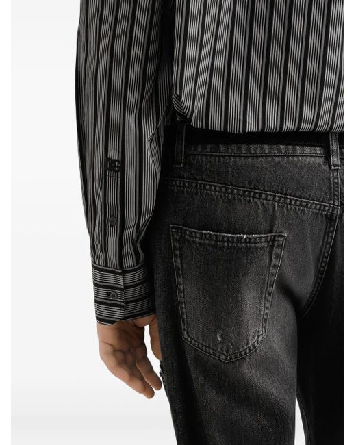 Camicia A Righe A Maniche Lunghe di Dolce & Gabbana in Gray da Uomo