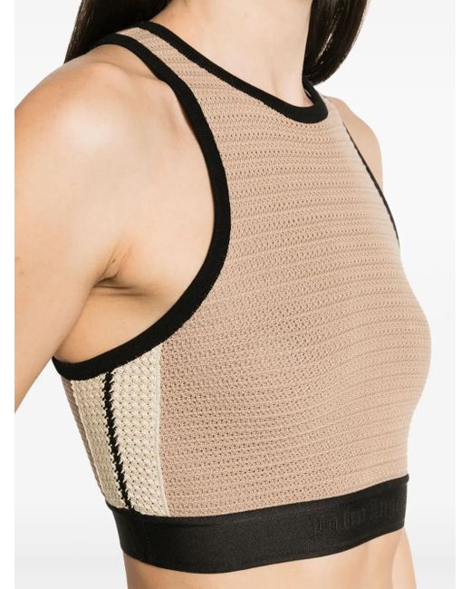 Palm Angels Natural Knitted Cropped Top