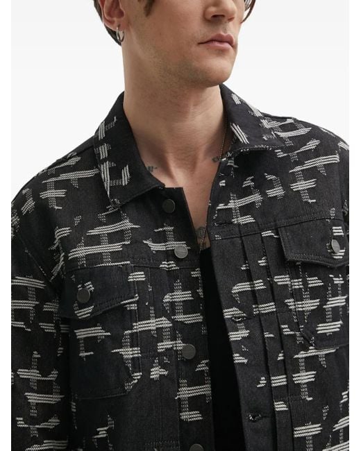 IRO Black Yanis Patterned Shirt Jacket for men