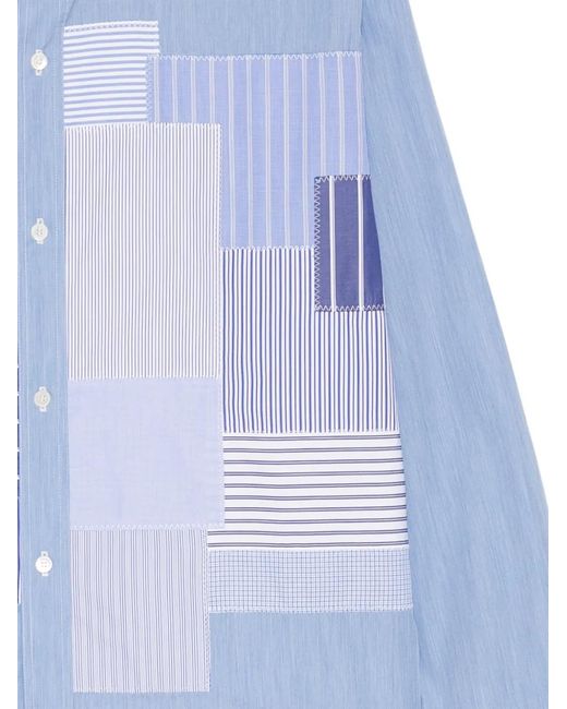 Junya Watanabe Blue Patchwork Striped Shirt for men