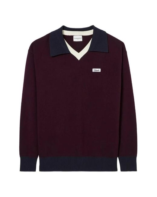 Claudie Pierlot Blue Logo-Patch V-Neck Sweater