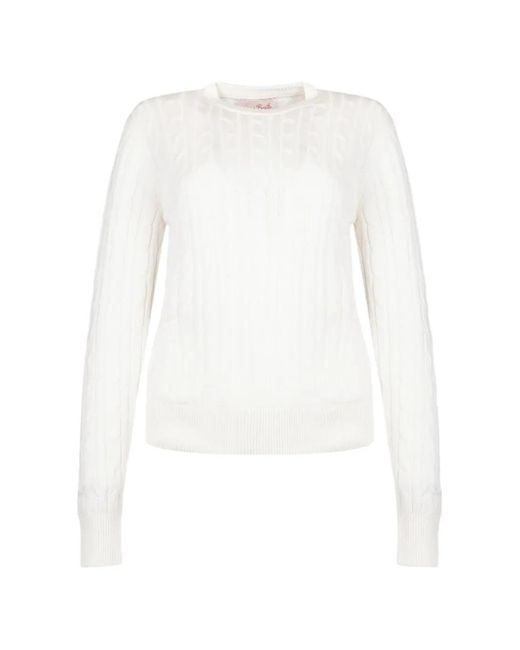 Mc2 Saint Barth White Pull En Maille Torsadée