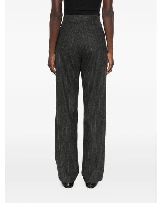 Herno Black Pinstripe-Pattern Pleated Tailored Trousers