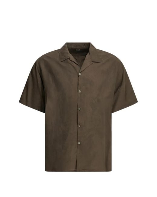 A.PRESSE Brown Natural Dyed Short-Sleeve Shirt for men