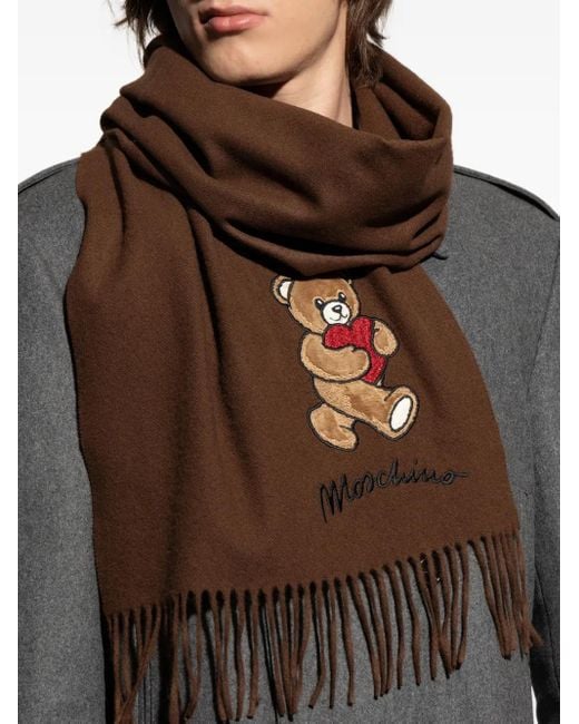 Sciarpa Teddy Con Applicazione di Moschino in Black
