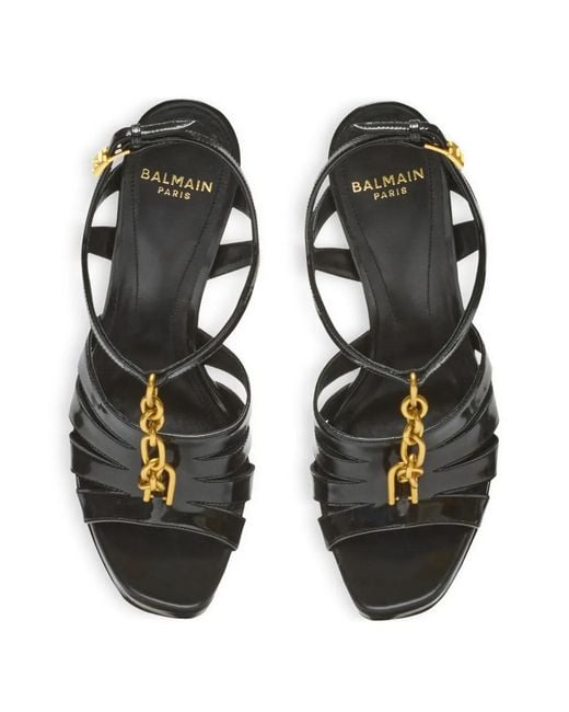 Balmain Black Sync Platform Sandals