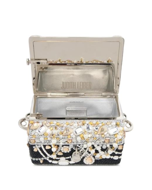 Judith Leiber Black Crystal-Embellished Faux-Pearl Tote Bag