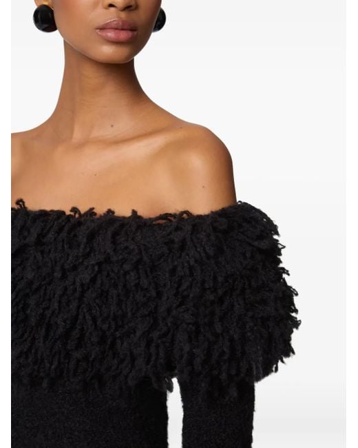 Nina Ricci Black Schulterfreies Oberteil mit Fransen