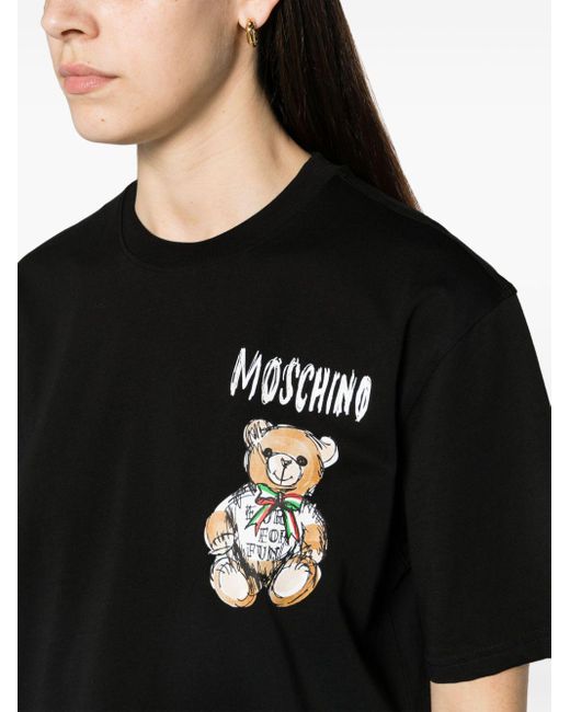 T-shirt Teddy Bear con stampa di Moschino in Black