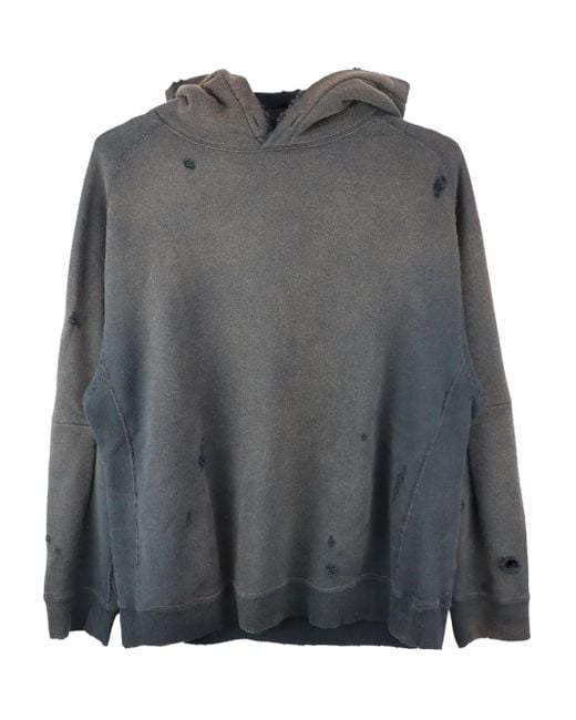 Needles Gray Distressed Cotton Hoodie for men