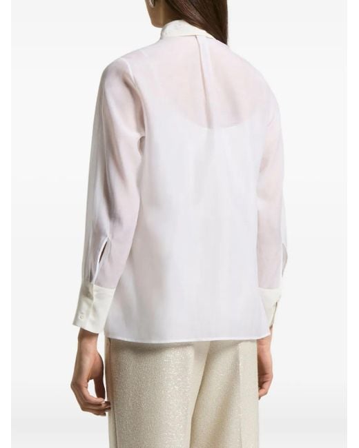 Peserico White Embroidered-Collar Shirt