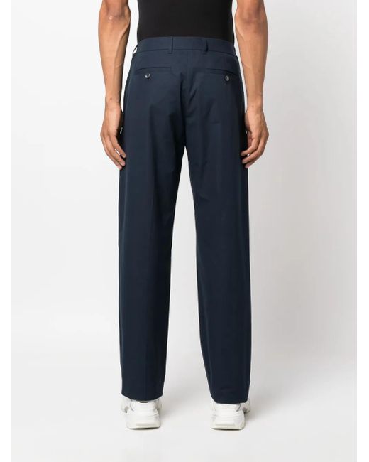 McQueen Blue Drawstring-Waist Cotton Trousers for men