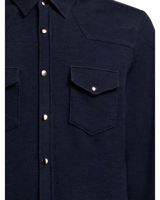 Etro Blue Button-Placket Flap-Pocket Shirt for men