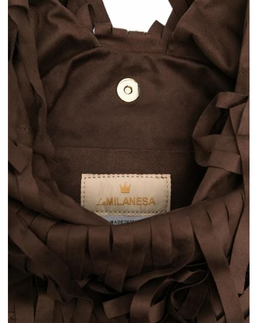 La Milanesa Brown Large Aretha Fringed Shoulder Bag