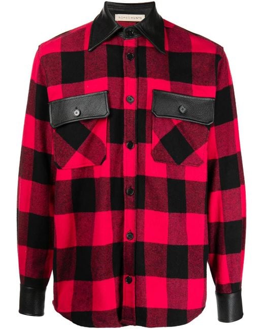 ROMEO HUNTE Red Check-Print Wool Shirt for men