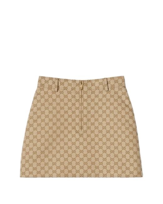 Gucci Natural Gg-Monogram Mini Skirt