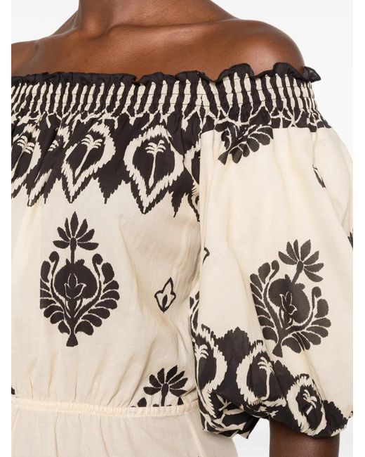 Johanna Ortiz White Harbor Hues Off-Shoulder Midi Dress